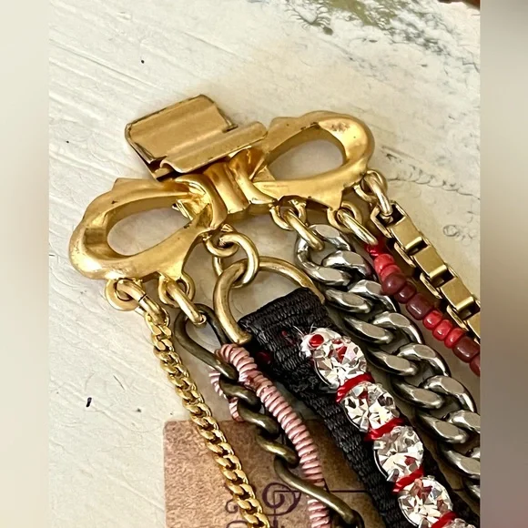 Juicy Couture Vintage Y2K Chunky Rhinestone Floral Mixed Media Bracelet 2010 - Picture 3 of 7